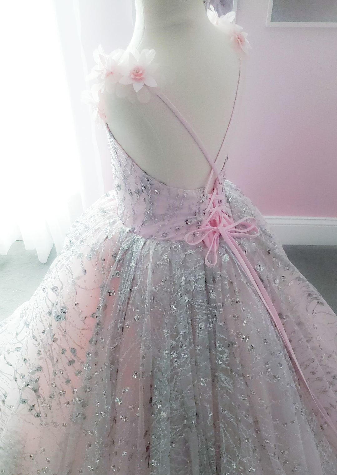 Moonstone Gown in Pink &amp; Silver