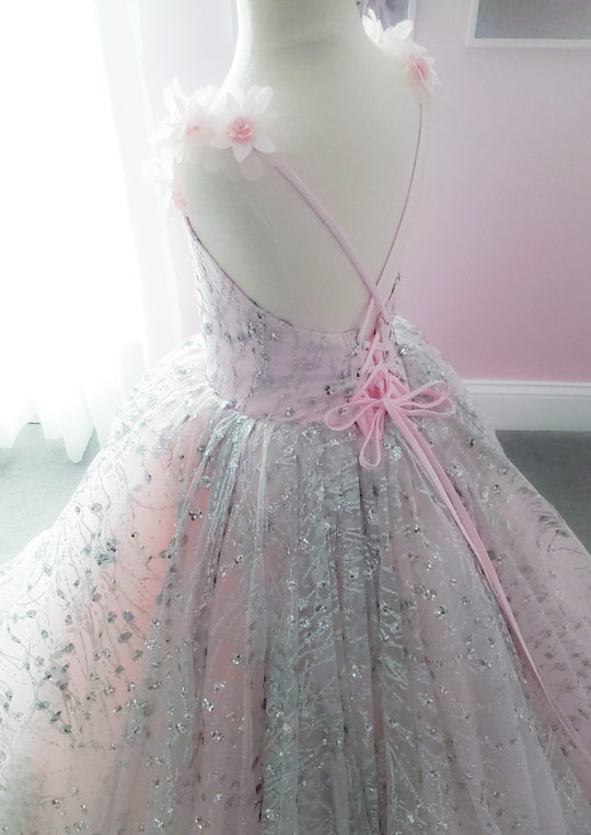 Moonstone Gown in Pink &amp; Silver