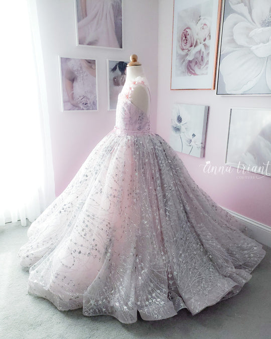 Moonstone Gown in Pink &amp; Silver