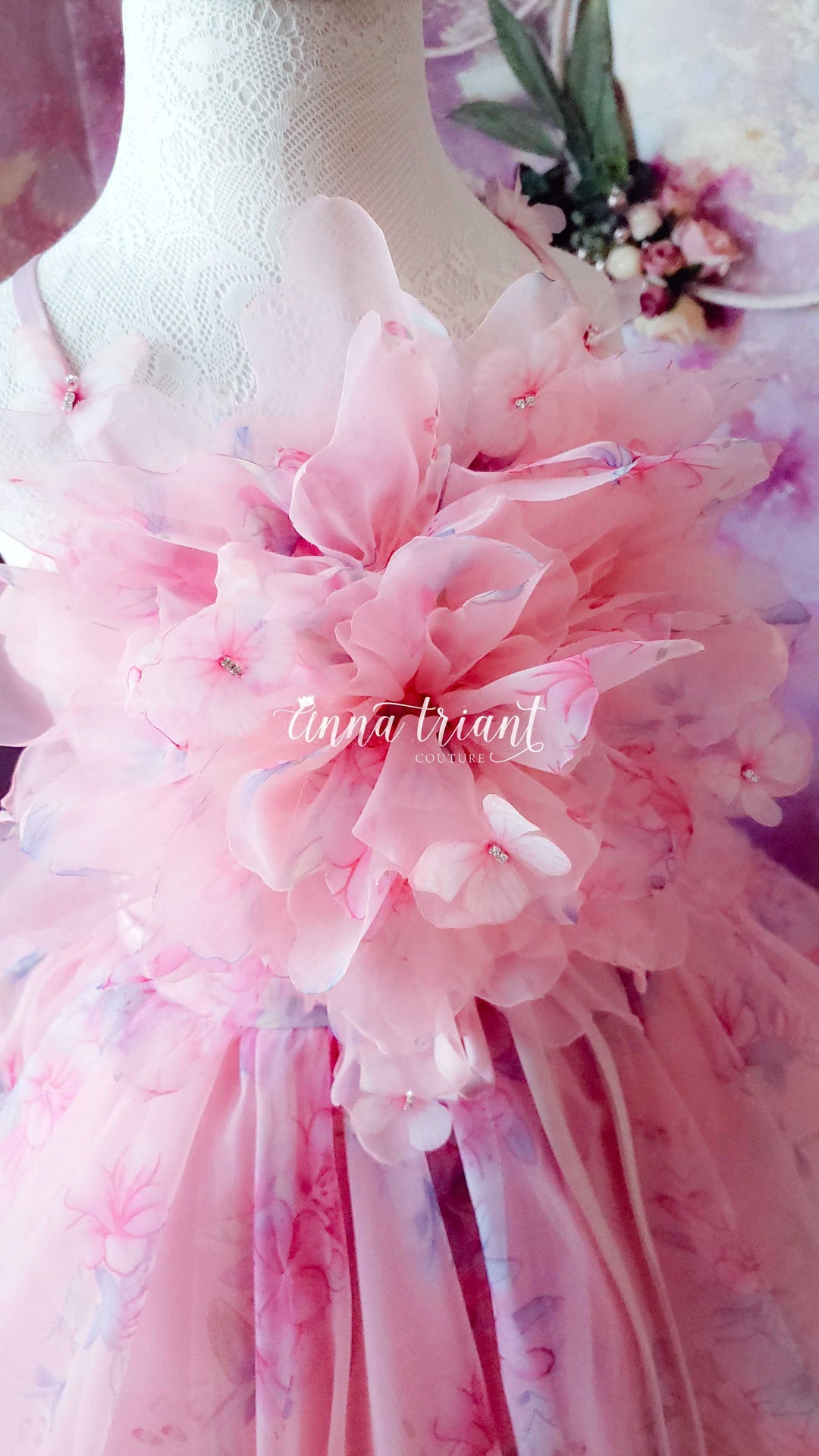 Pink Aster Organza Gown