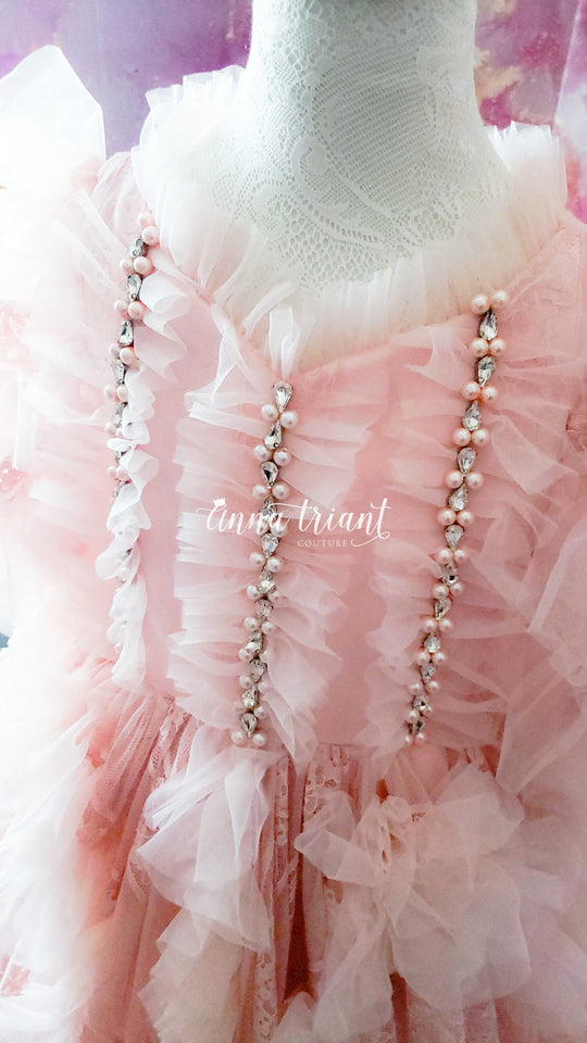 All Over Ruffle Gown in Blush