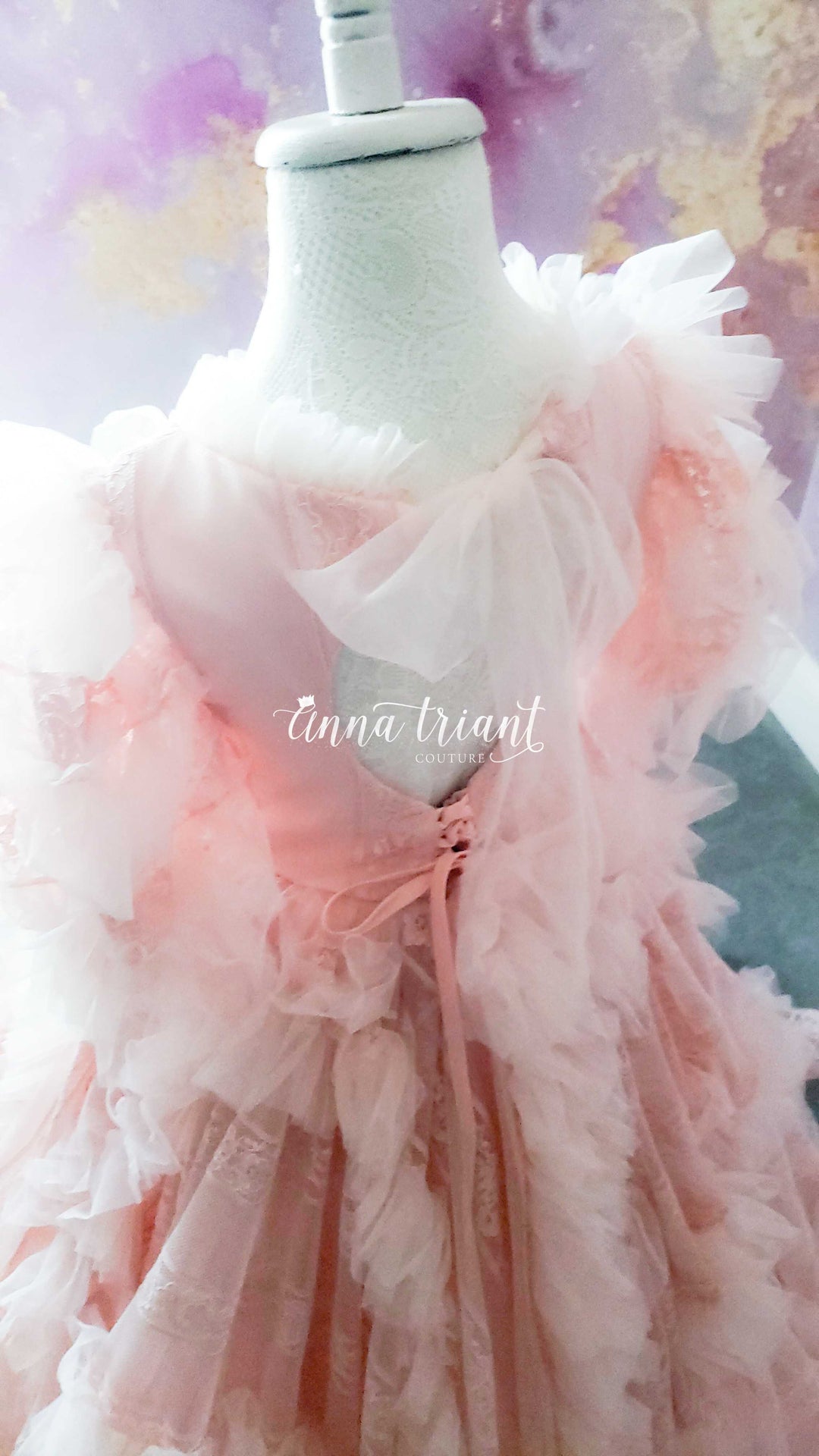 All Over Ruffle Gown in Blush